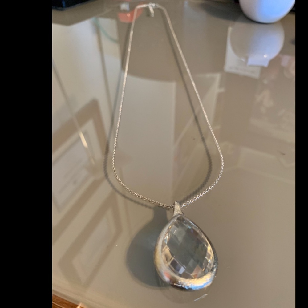 Long statement teardrop pendant necklace